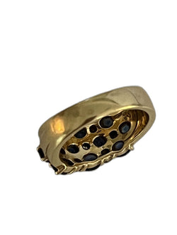 Bague Bandeau en or jaune saphirs et diamants - Castafiore