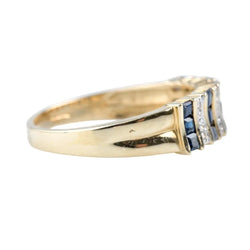 Bague Bandeau en or jaune, saphirs et diamants - Castafiore