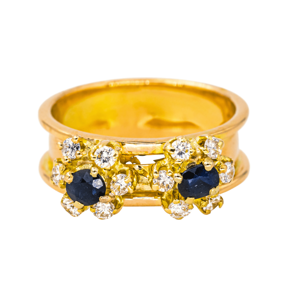 Bague Bandeau en or jaune, saphirs et diamants - Castafiore