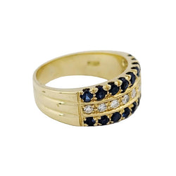 Bague Bandeau en or jaune, saphirs et diamants - Castafiore