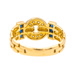 Bague Bandeau en or jaune, saphirs et diamants - Castafiore
