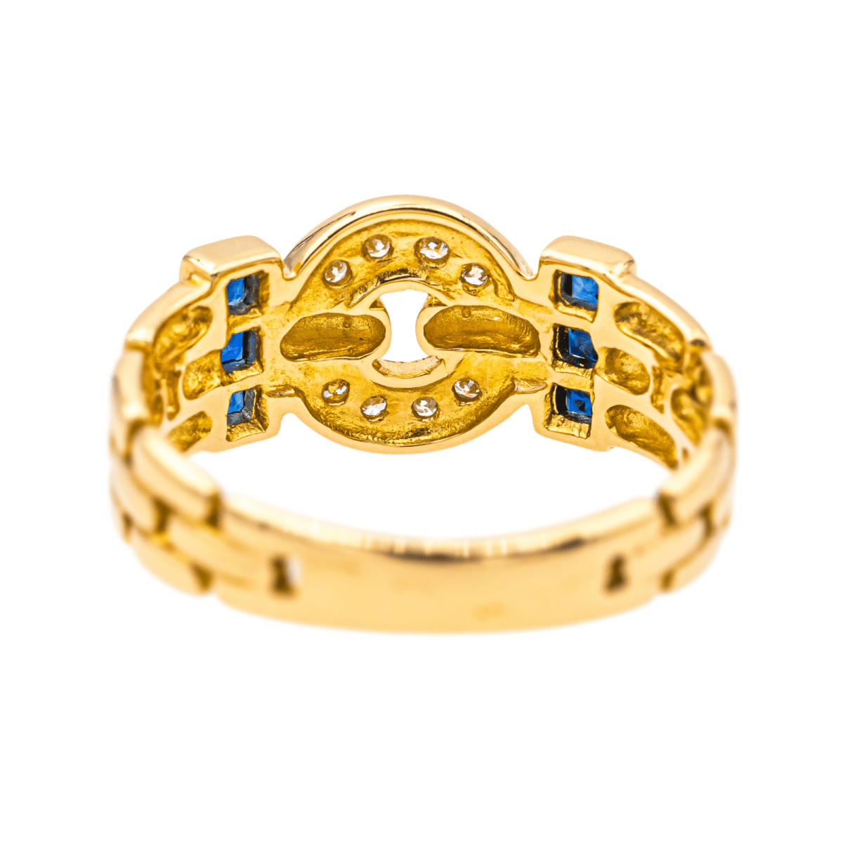 Bague Bandeau en or jaune, saphirs et diamants - Castafiore