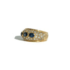 Bague Bandeau en or jaune, saphirs et diamants - Castafiore