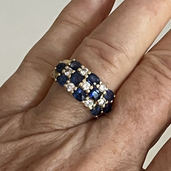 Bague Bandeau en or jaune saphirs et diamants - Castafiore