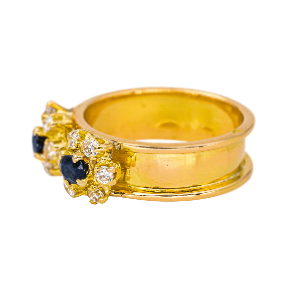 Bague Bandeau en or jaune, saphirs et diamants - Castafiore