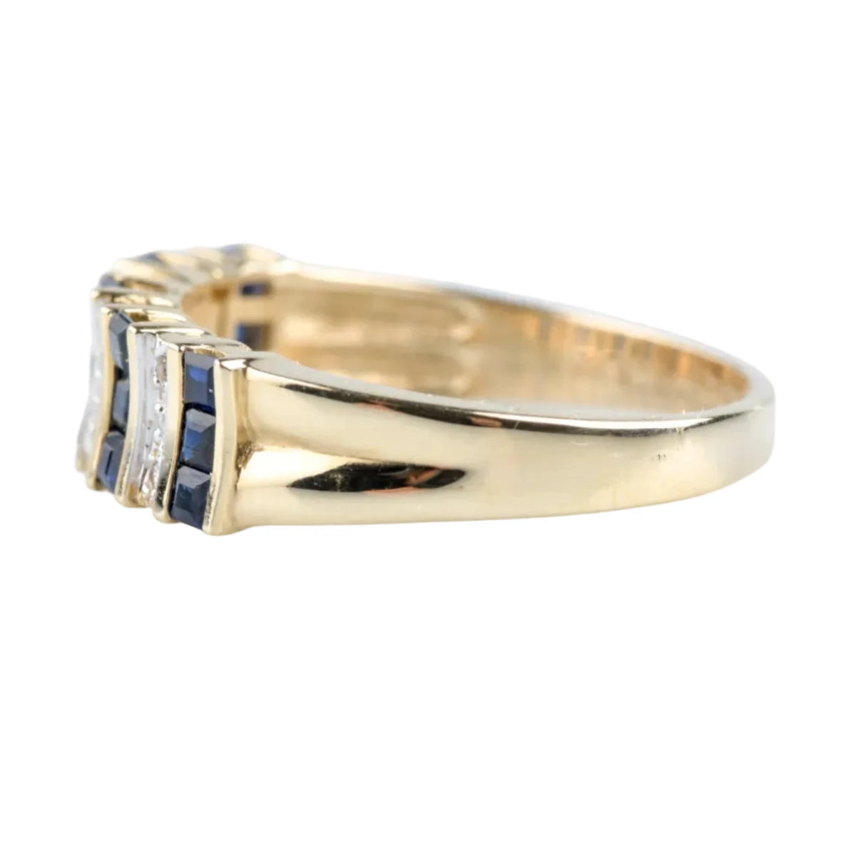Bague Bandeau en or jaune, saphirs et diamants - Castafiore
