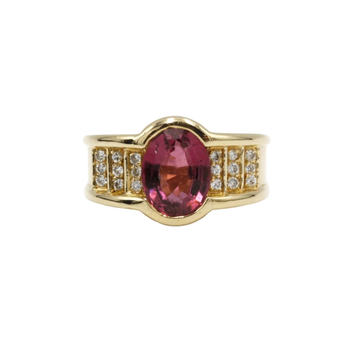 Bague Bandeau en or jaune, tourmaline et diamants - Castafiore