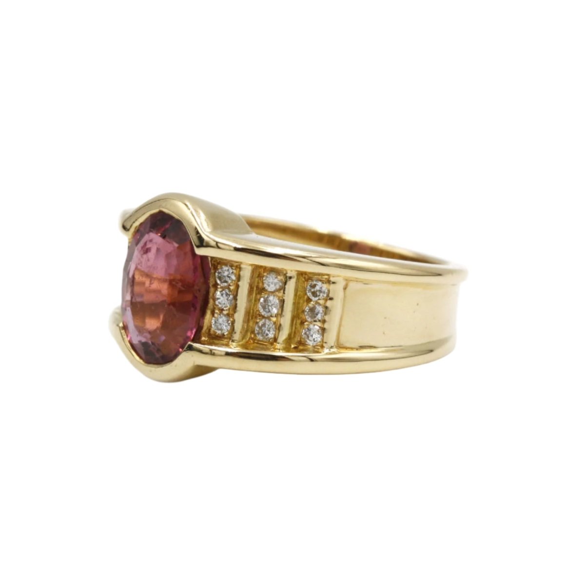 Bague Bandeau en or jaune, tourmaline et diamants - Castafiore