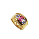 Bague Bandeau en or jaune, tourmaline rose et tanzanites - Castafiore