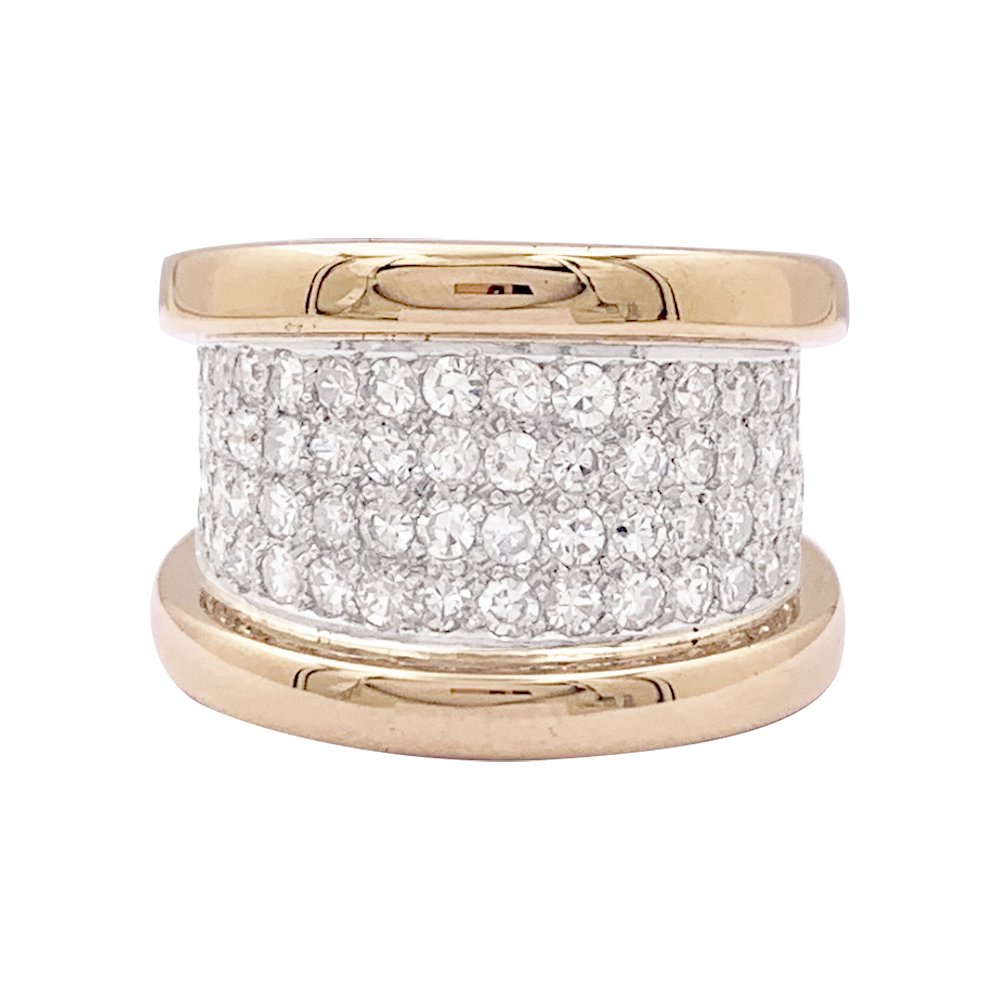 Bague bandeau en or rose, platine et diamant - Castafiore