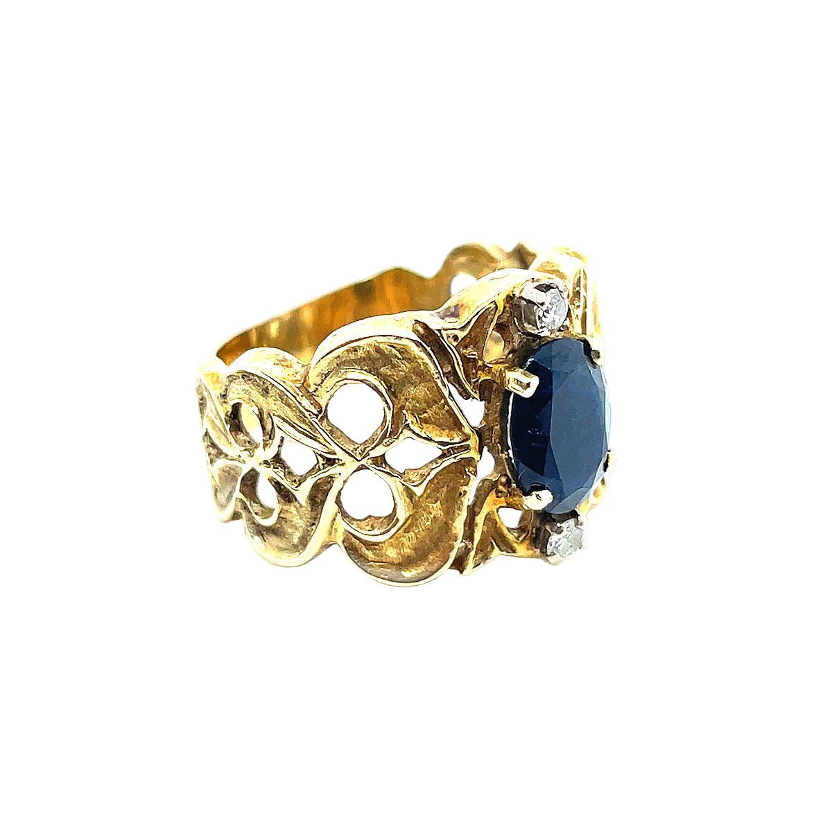 Bague Bandeau en or rose, saphir, et diamants - Castafiore
