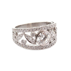 Bague Bandeau en platine et diamants - Castafiore