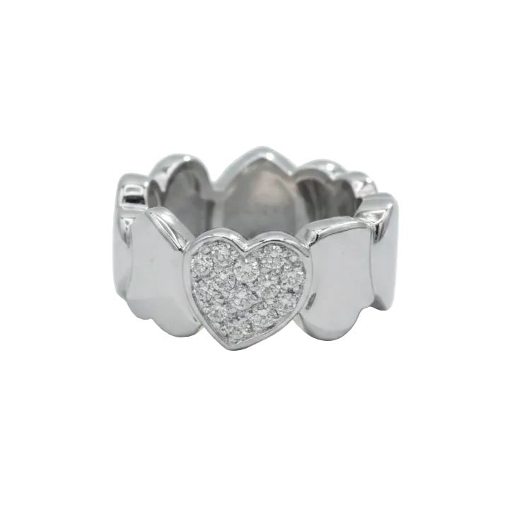 Bague Bandeau FRED "Coeurs" en or blanc et diamants - Castafiore