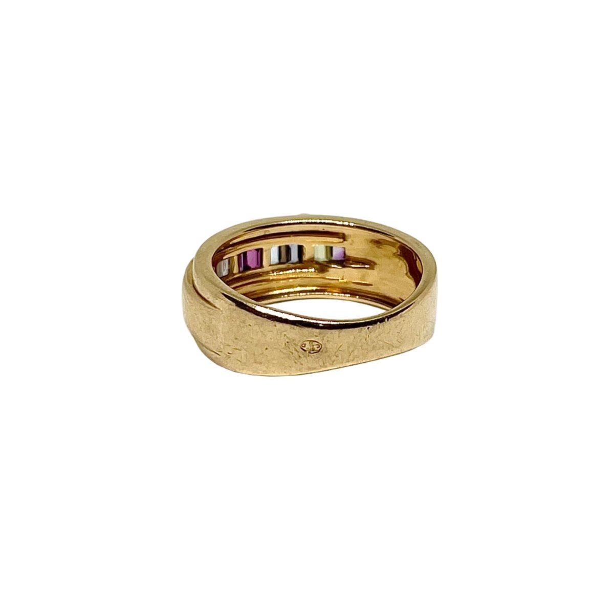 Bague Bandeau GUY LAROCHE "Ceinture" en or jaune, améthyste, topazes, péridots et citrines - Castafiore
