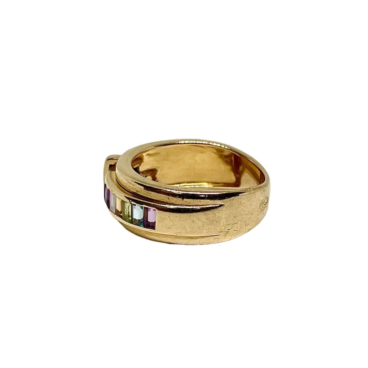 Bague Bandeau GUY LAROCHE "Ceinture" en or jaune, améthyste, topazes, péridots et citrines - Castafiore