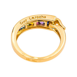 Bague Bandeau GUY LAROCHE en or jaune, améthyste, citrine, grenat, péridot et topaze - Castafiore