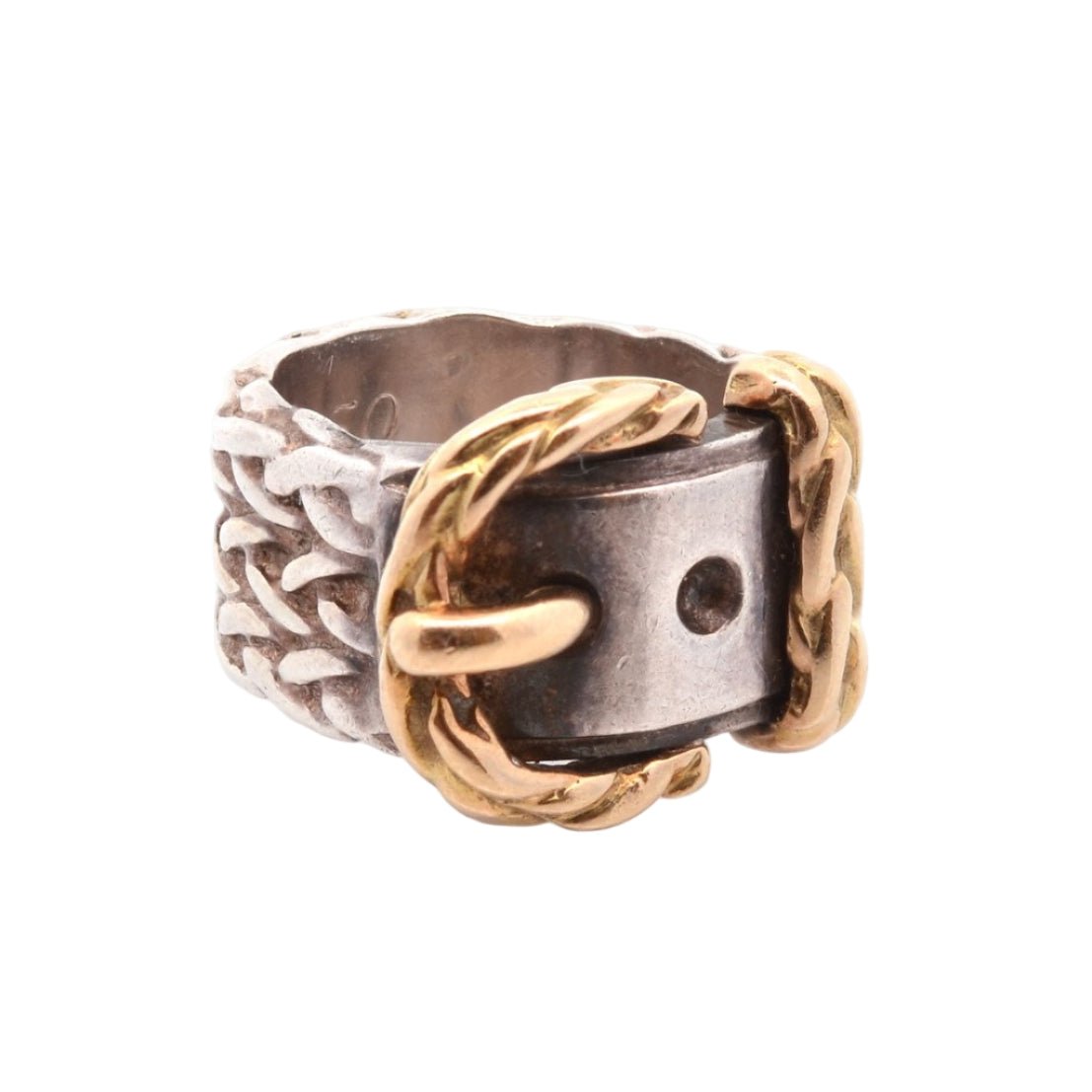 Bague Bandeau HERMÈS en or jaune et argent - Castafiore