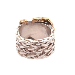 Bague Bandeau HERMÈS en or jaune et argent - Castafiore