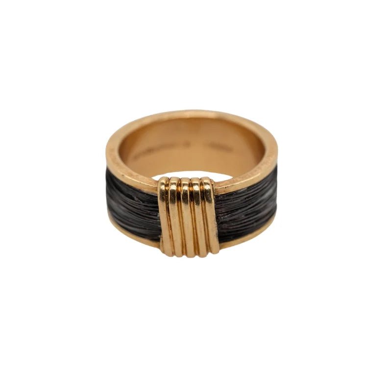 Bague Bandeau HERMÈS en or jaune et crin - Castafiore