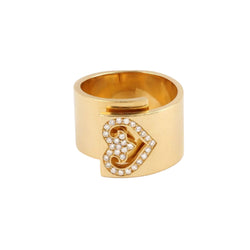 Bague Bandeau Légendes O.J. Perrin Cœur Diamants Or Jaune 18 Carats - Castafiore