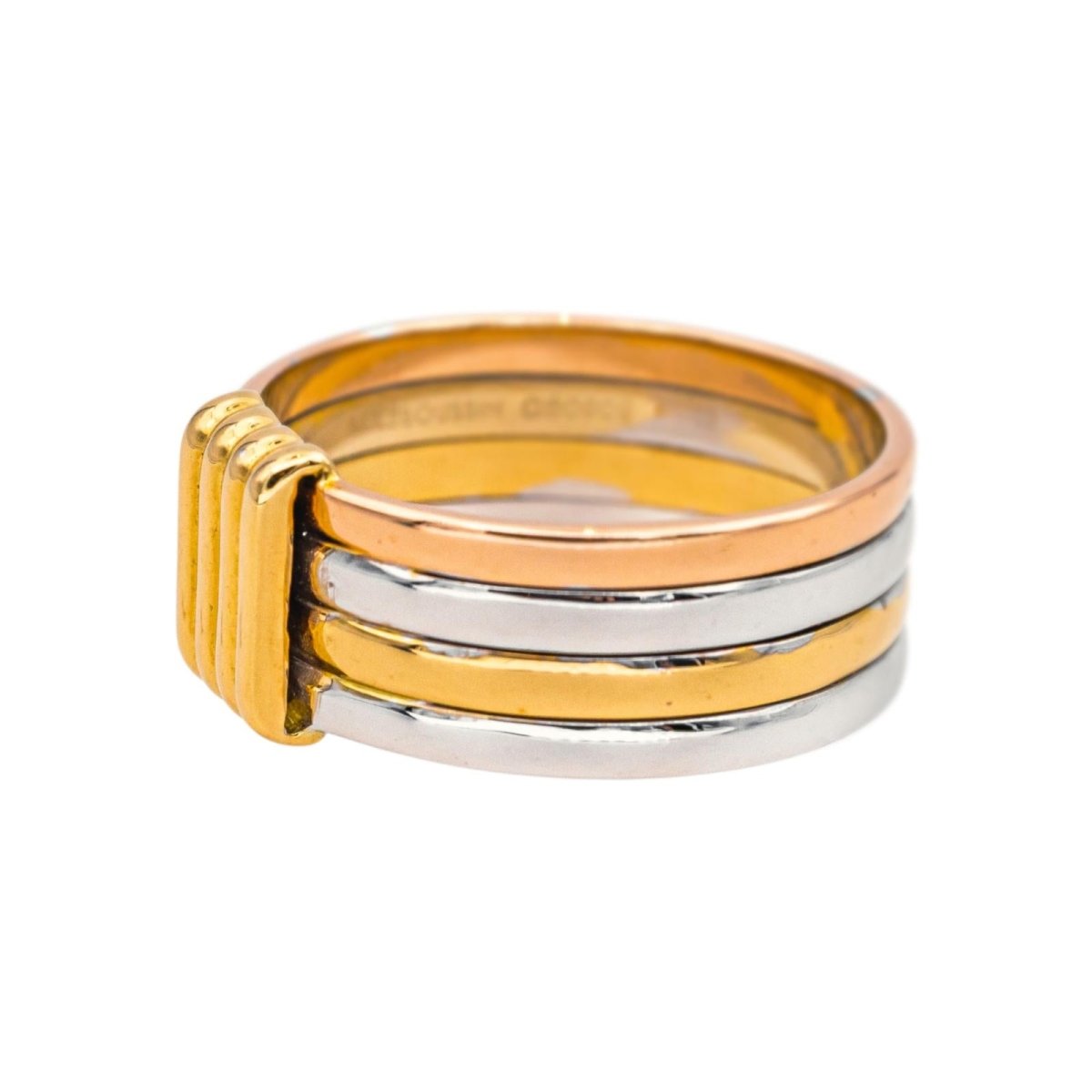 Bague Bandeau MAUBOUSSIN "Élégance française" en or blanc, or jaune et or rose - Castafiore