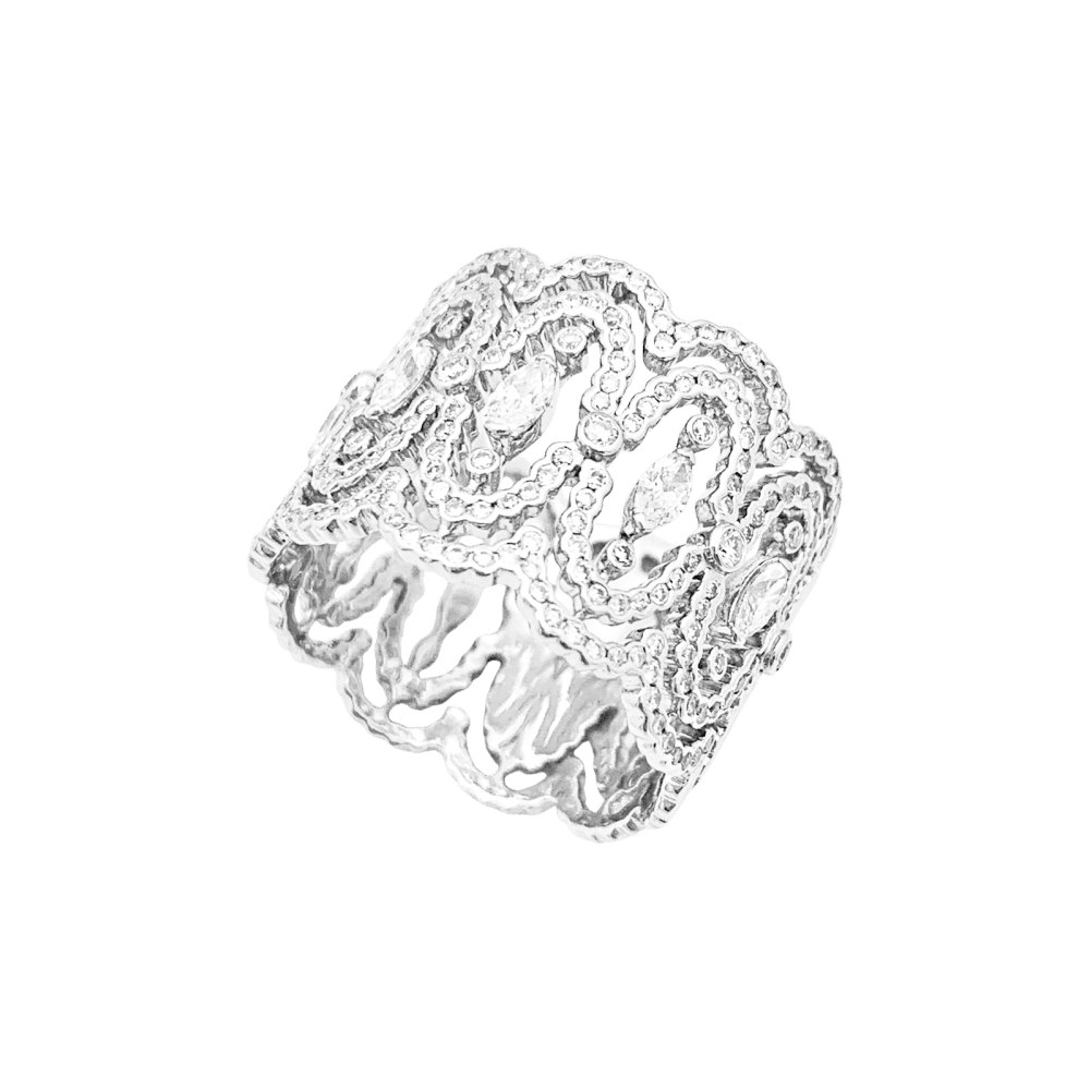 Bague Bandeau MESSIKA "Arabesque" en or blanc et diamants - Castafiore