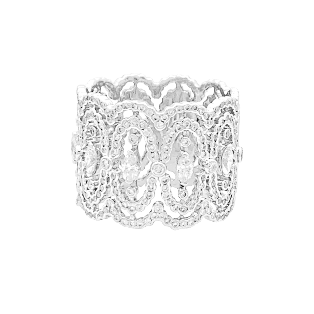 Bague Bandeau MESSIKA "Arabesque" en or blanc et diamants - Castafiore