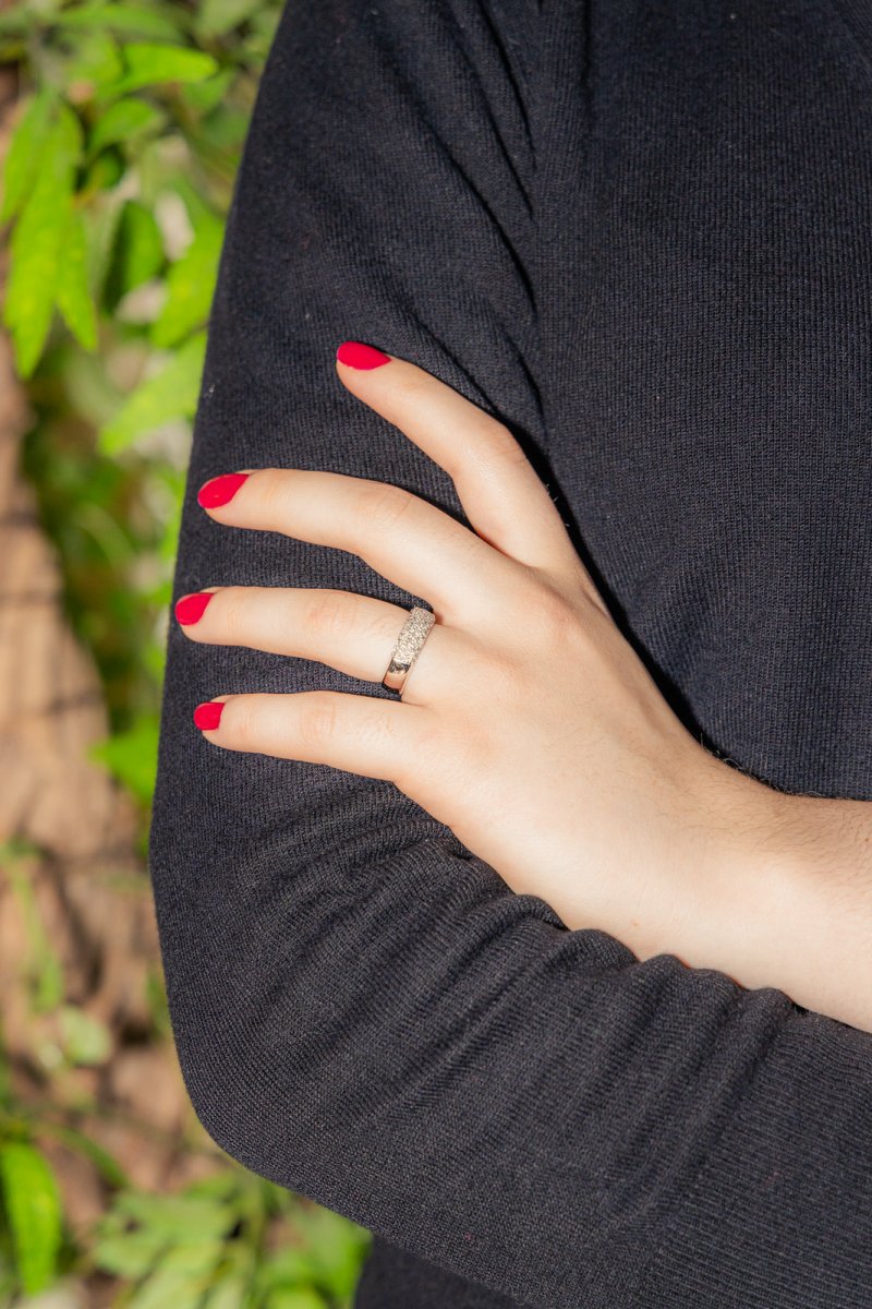 Bague Bandeau Or Blanc Diamant - Castafiore