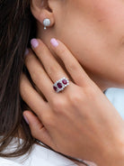 Bague Bandeau Or blanc Rubis - Castafiore