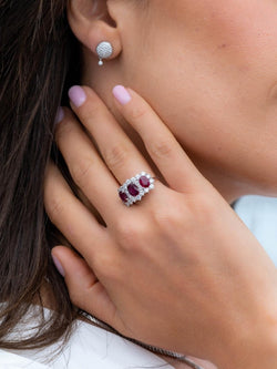 Bague Bandeau Or blanc Rubis - Castafiore