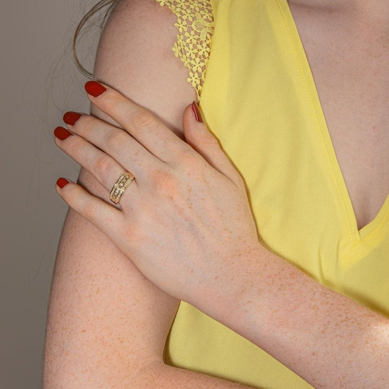 Bague Bandeau Or jaune Diamant - Castafiore