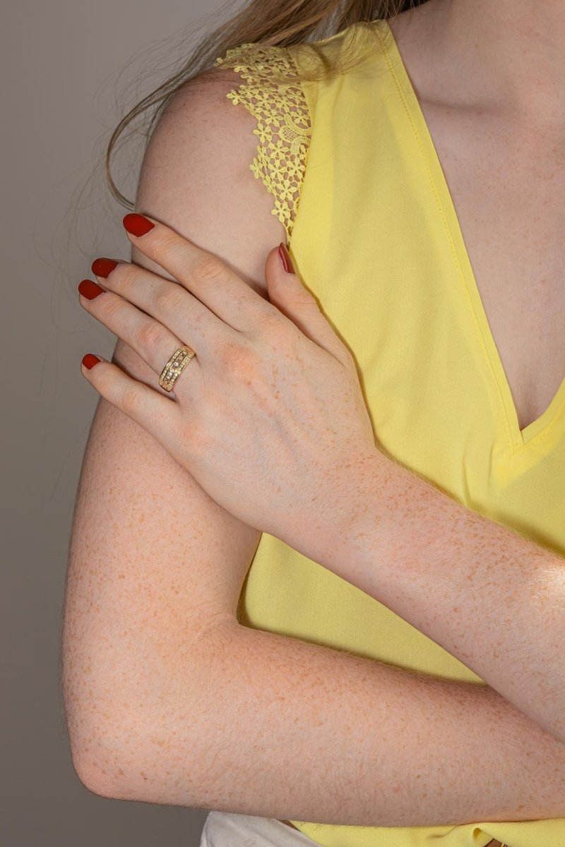 Bague Bandeau Or jaune Diamant - Castafiore