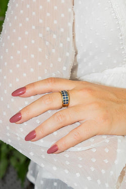 Bague Bandeau Or jaune Saphir - Castafiore