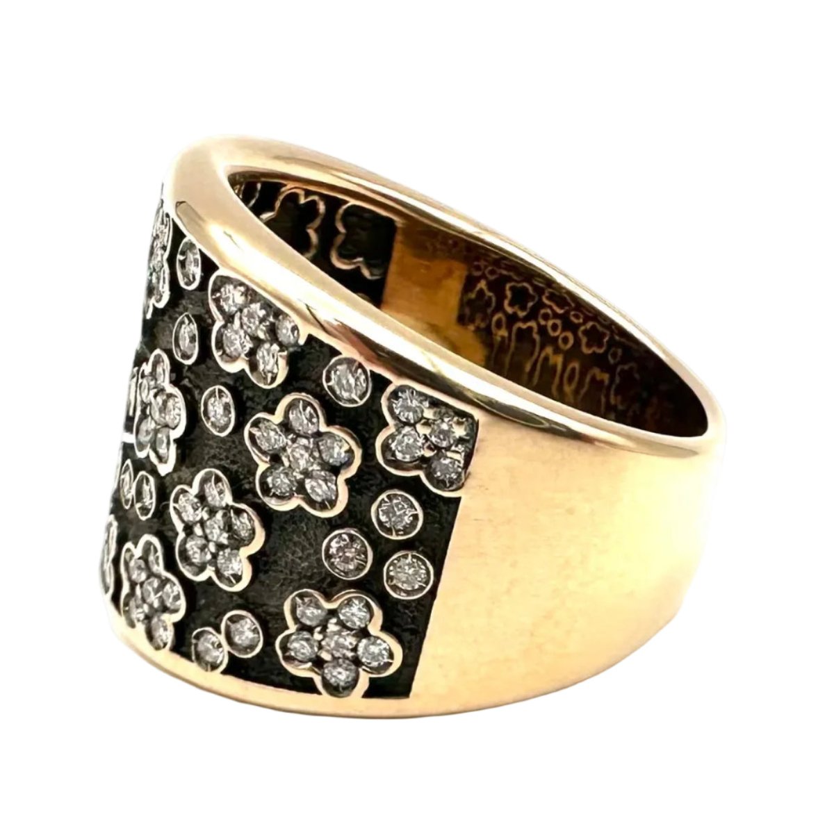 Bague Bandeau PASQUALE BRUNI "Ricami" en or rose, or noir et diamants - Castafiore