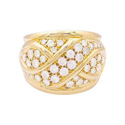 Bague bandeau en or jaune et diamants. - Castafiore