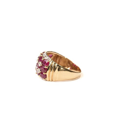 Bague Bandeau pavée en or jaune rubis et diamants - Castafiore