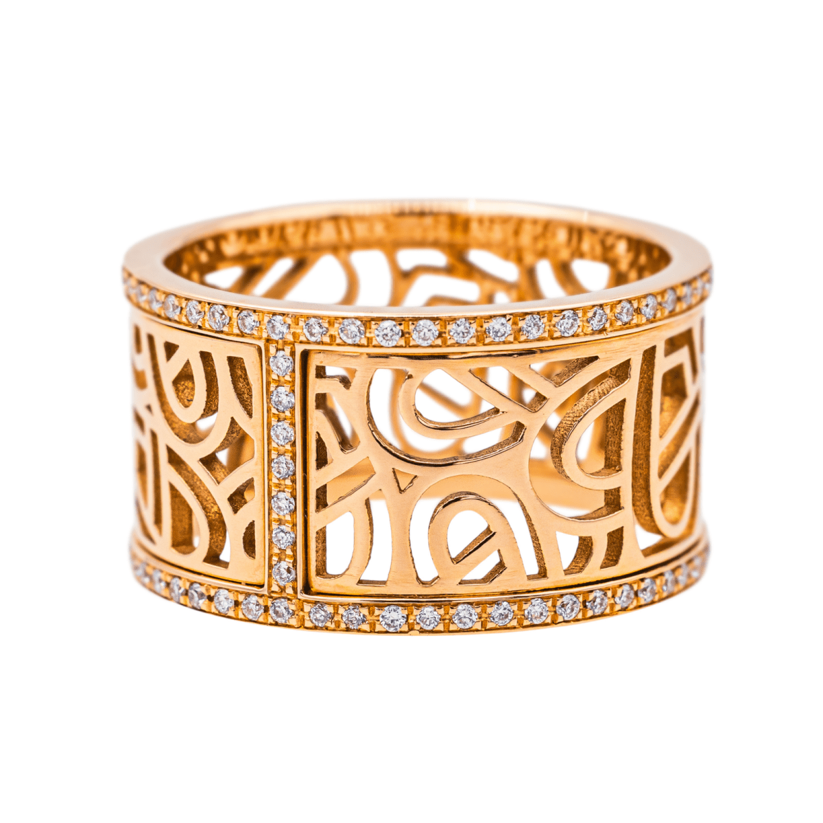 Bague Bandeau POIRAY "Coeur Fil" en or rose et diamants - Castafiore