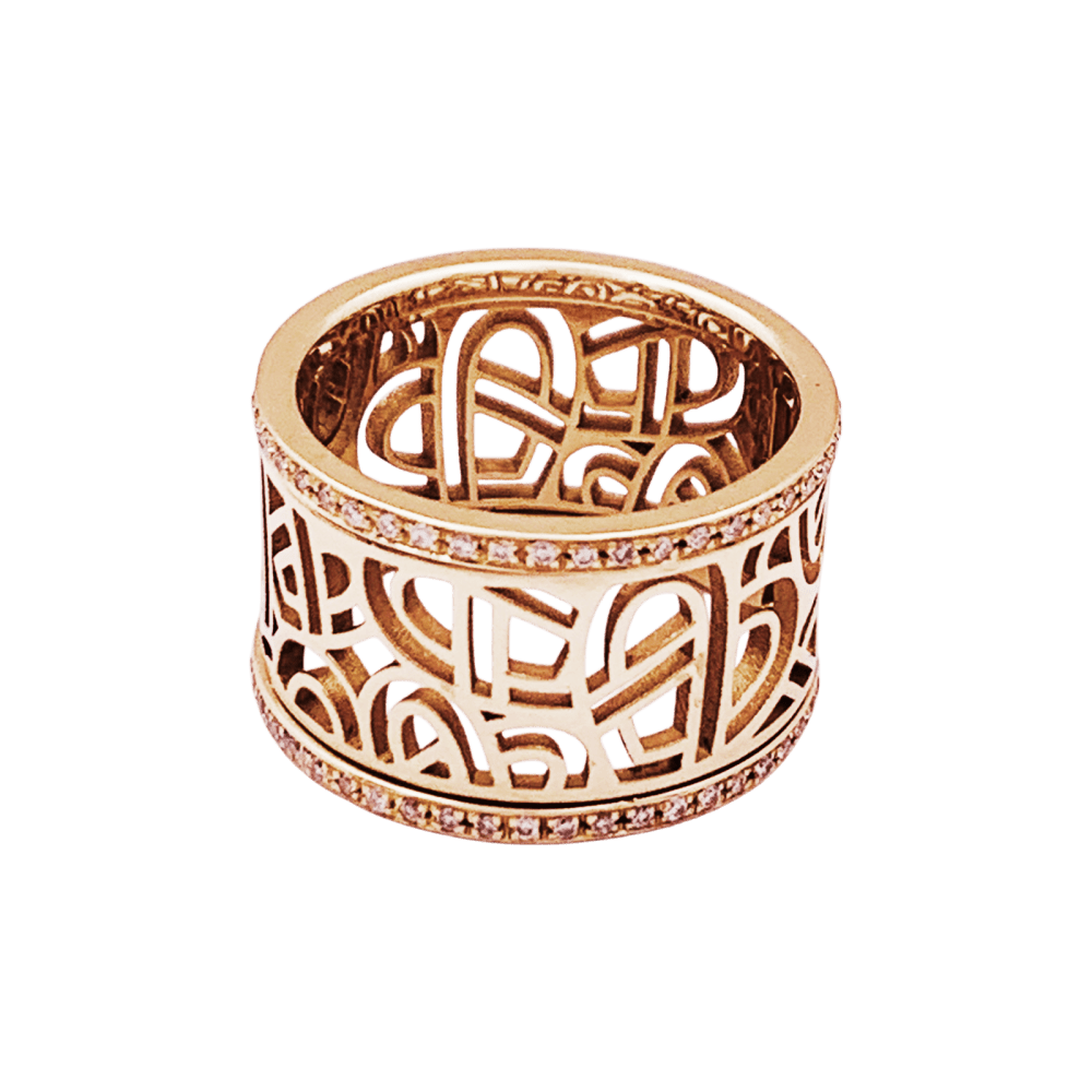 Ring Poiray, "Coeur Fil", rose gold and diamonds.