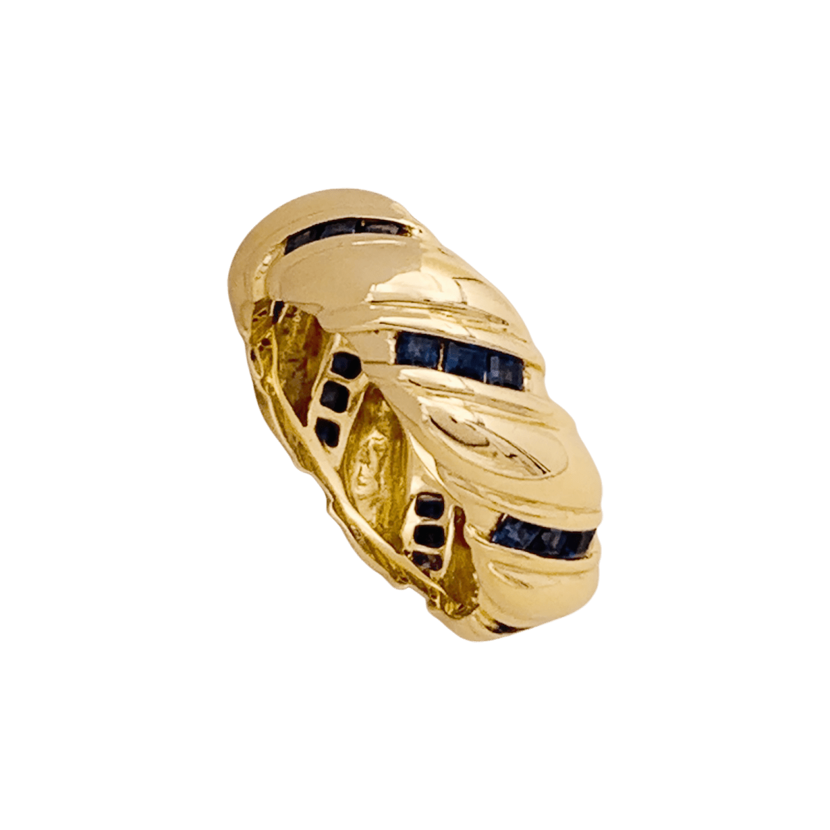 Bague Bandeau POIRAY en or jaune et saphirs - Castafiore