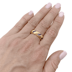 Bague Bandeau POIRAY en or jaune et saphirs - Castafiore