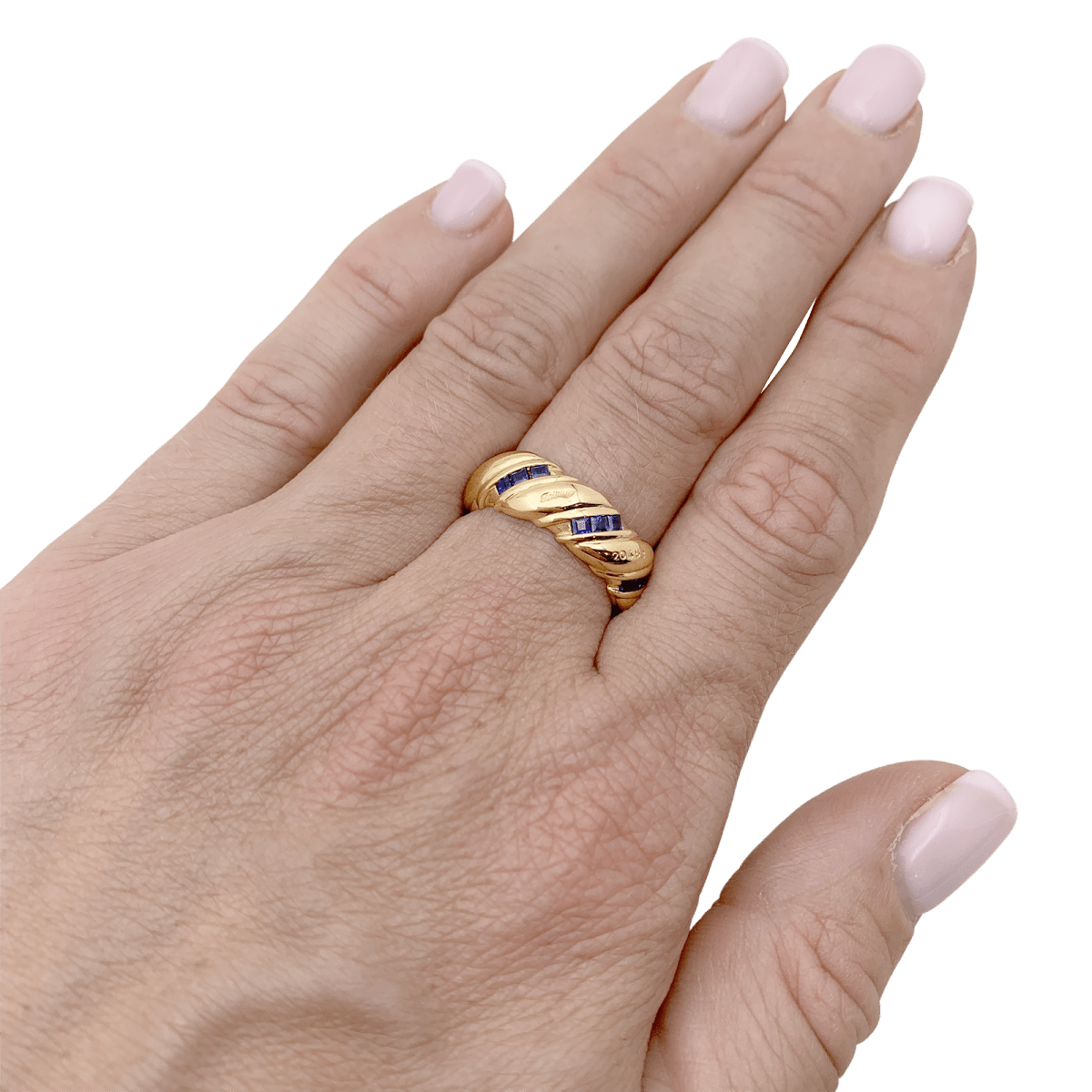 Bague Bandeau POIRAY en or jaune et saphirs - Castafiore