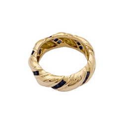 Bague Bandeau POIRAY en or jaune et saphirs - Castafiore