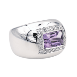 Bague Bandeau POIRAY "Thessalie" en or blanc, améthyste et diamants - Castafiore