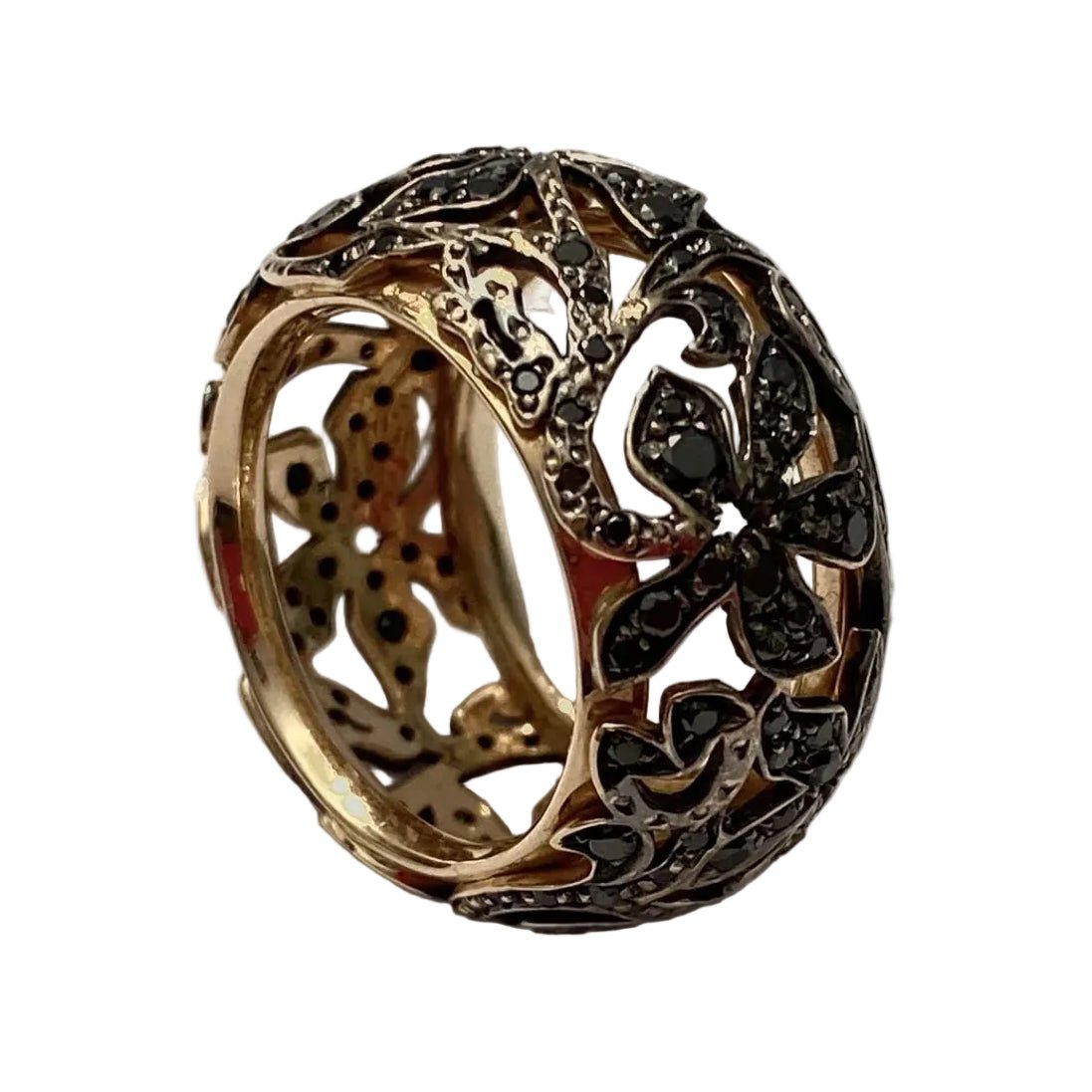 Bague Bandeau POMELLATO "Arabesque" en or rose et diamants - Castafiore