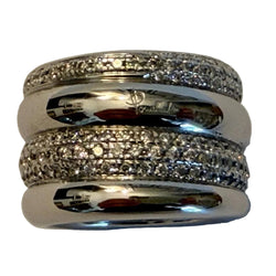 Bague Bandeau POMELLATO "Tubolare" en or blanc et diamants - Castafiore
