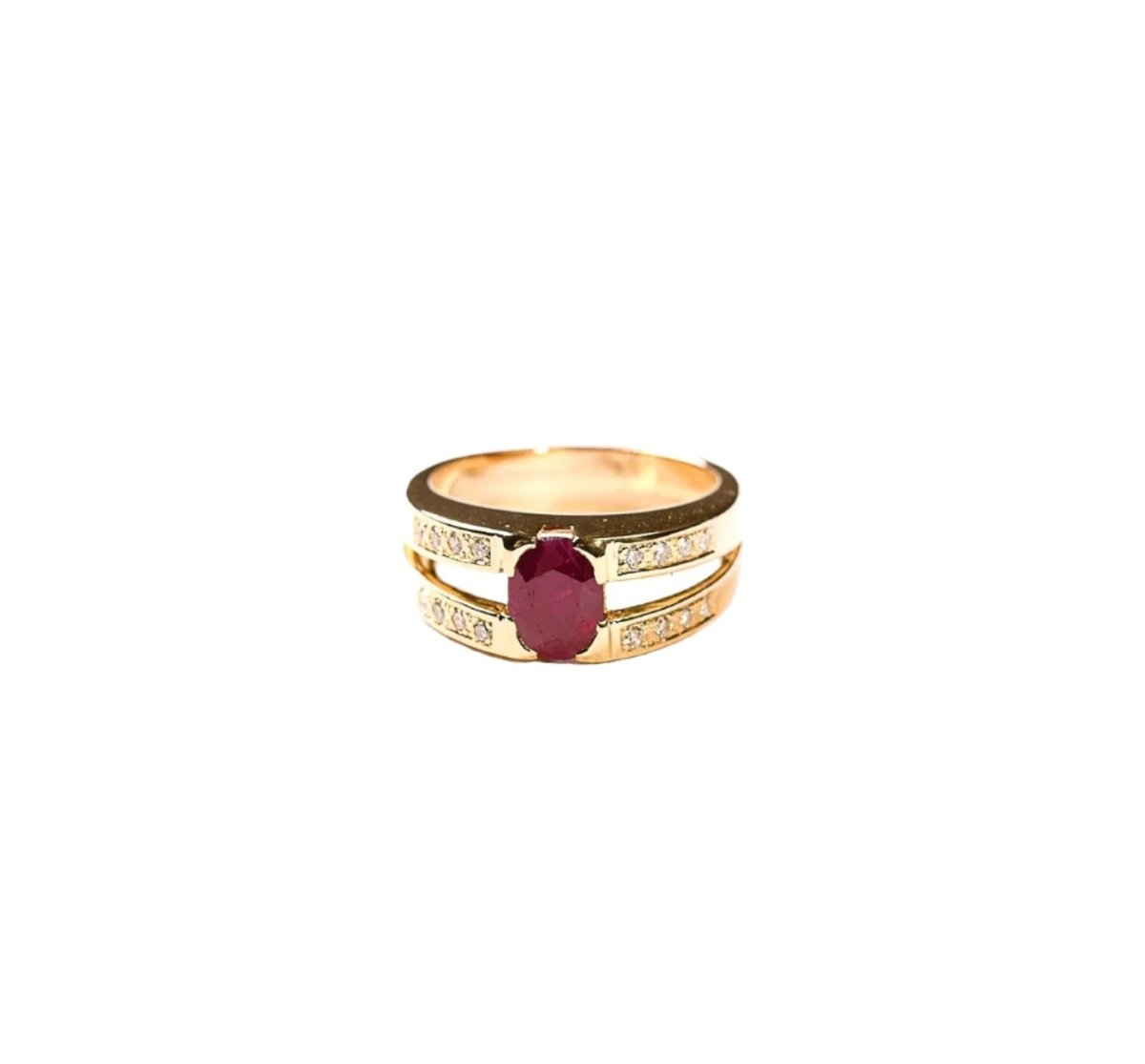 Bague Bandeau rubis diamants en or jaune - Castafiore