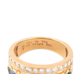 Bague Bandeau VAN CLEEF & ARPELS en or jaune, saphir, rubis, émeraude et diamants - Castafiore