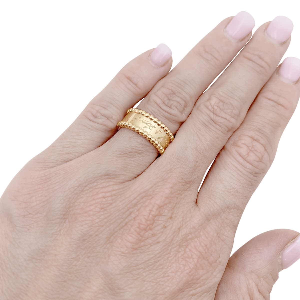 Bague Bandeau VAN CLEEF & ARPELS. "Perlée signature" en or jaune - Castafiore