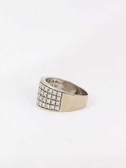 Bague bandeau vintage en or blanc et diamants - Castafiore