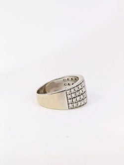 Bague bandeau vintage en or blanc et diamants - Castafiore